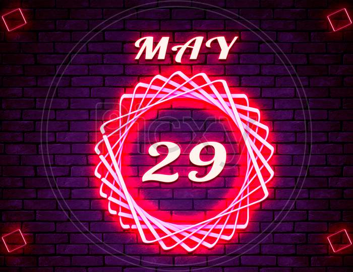29 May, Monthly Calendar On Bricks Background