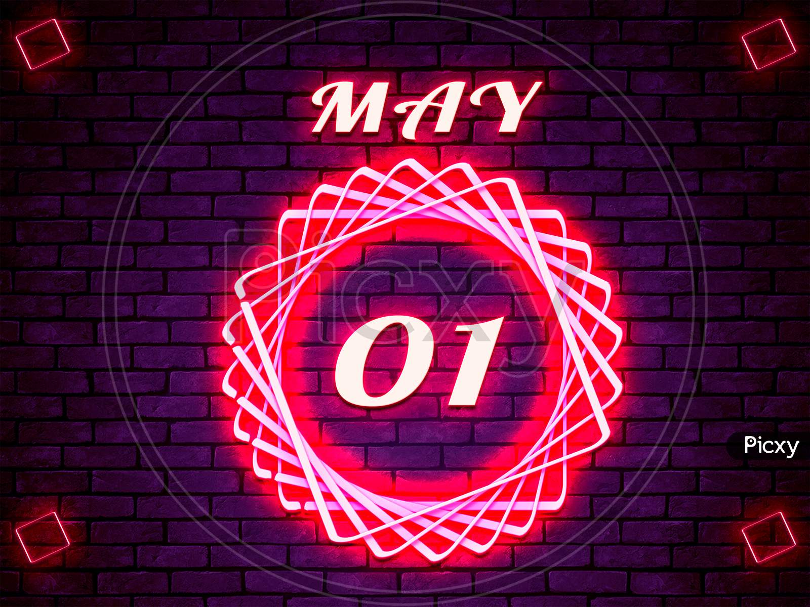 01 May, Monthly Calendar On Bricks Background