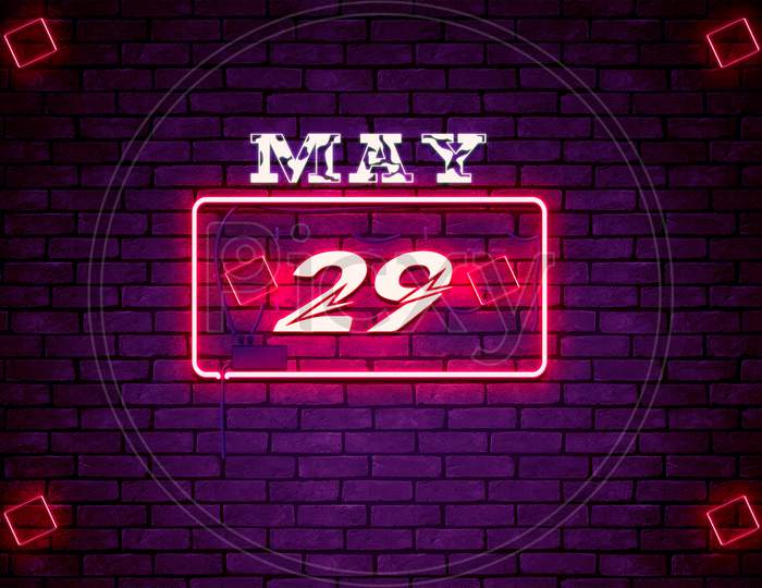 29 May, Monthly Calendar On Bricks Background