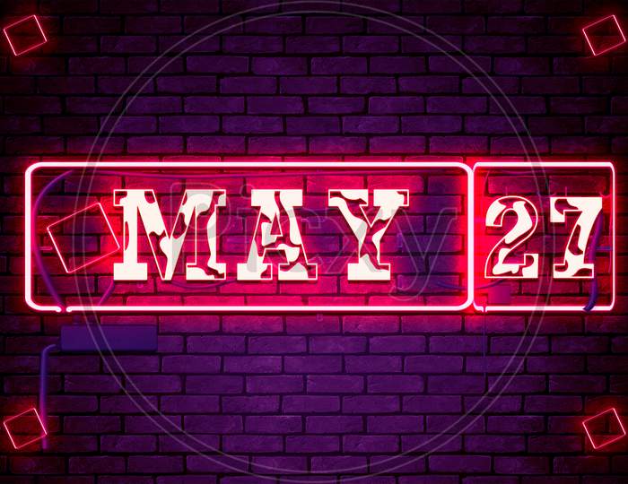 27 May, Monthly Calendar On Bricks Background