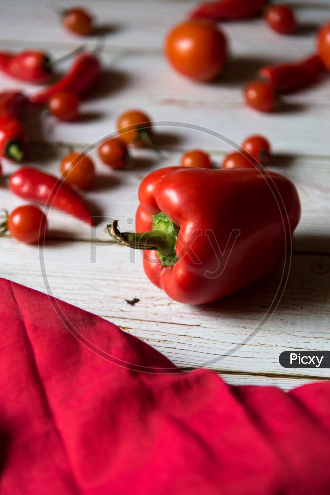 Close up of red bell pepper on a background