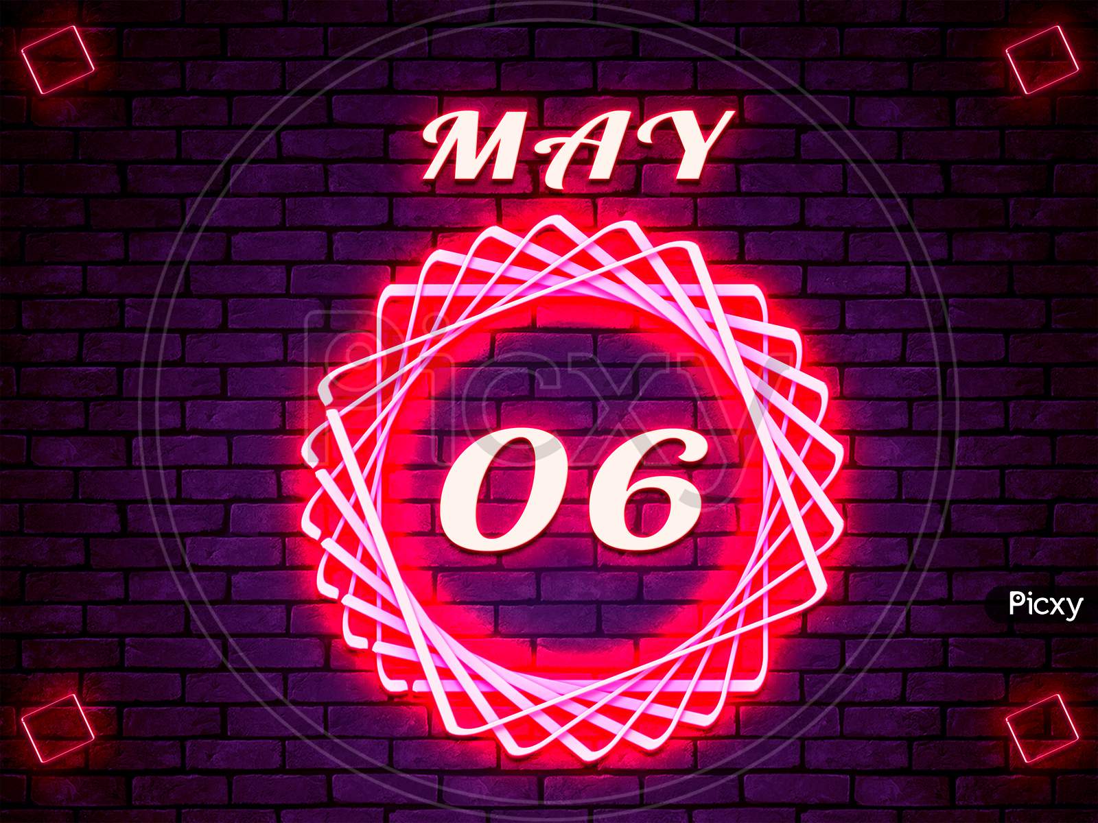 06 May, Monthly Calendar On Bricks Background