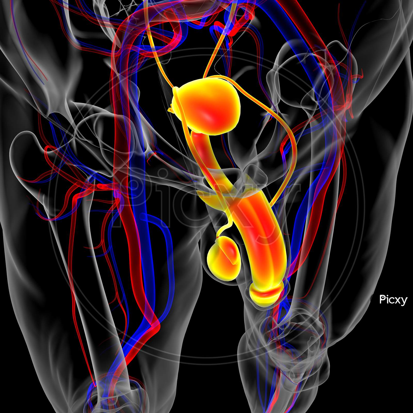 Male Reproductive System Anatomy For Medical Concept 3D
