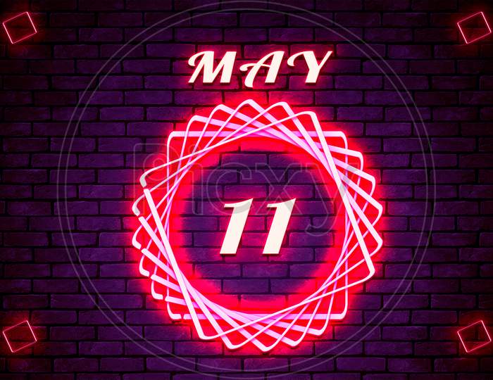 11 May, Monthly Calendar On Bricks Background