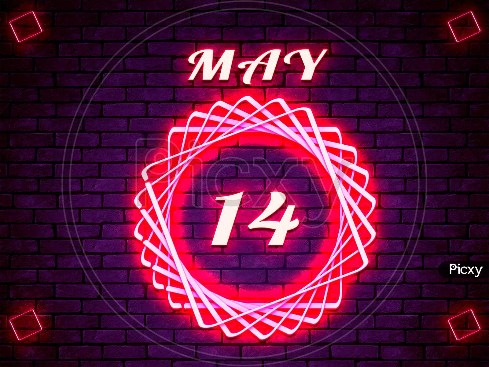 14 May, Monthly Calendar On Bricks Background