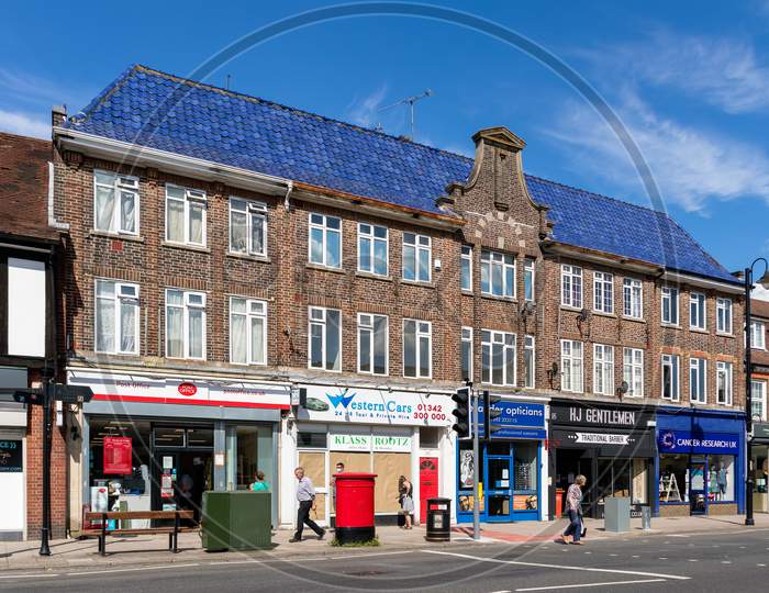 East Grinstead, West Sussex/Uk - August 3 : View Of Shops In East Grinstead On August 3, 2020. Unidentified People