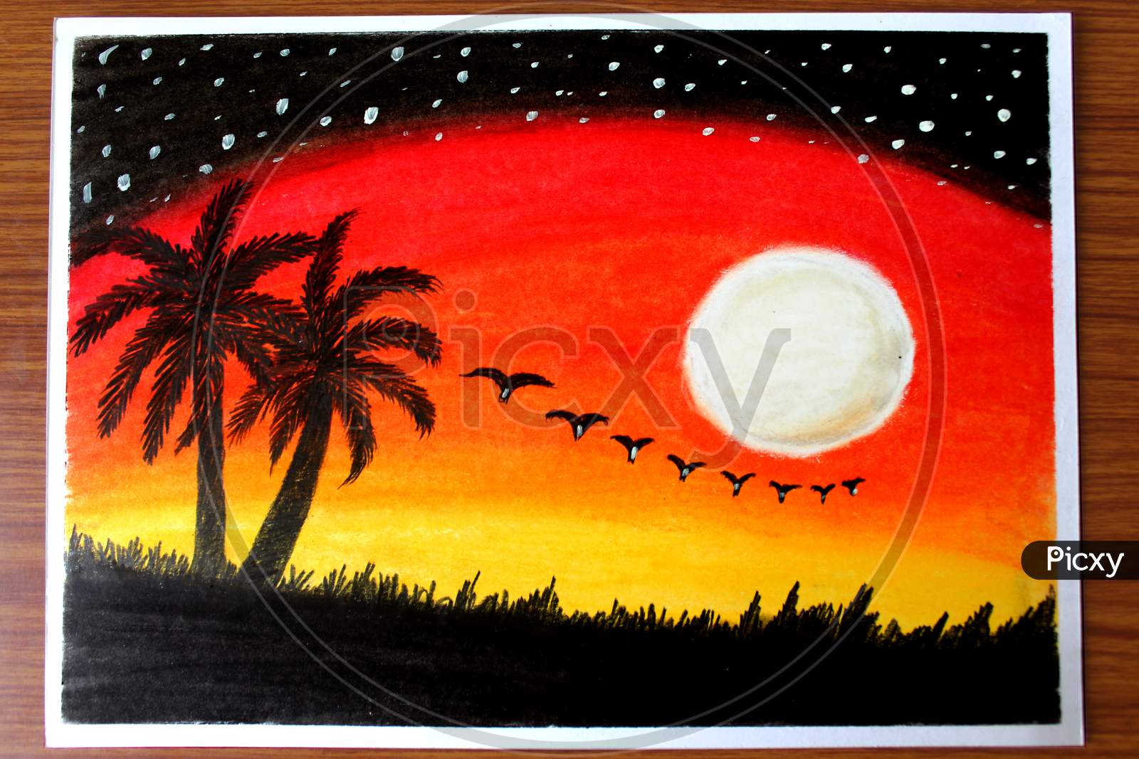 Image of Sunset Scenery Drawing-SU738602-Picxy