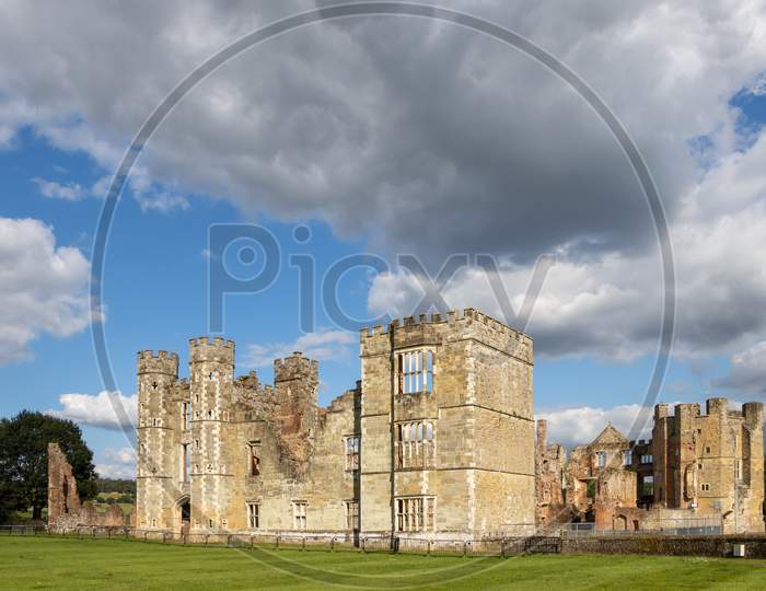 Midhurst, West Sussex/Uk - September 1 : View Of The Cowdray Castle Ruins In Midhurst, West Sussex On September 1, 2020. Two Unidentified People