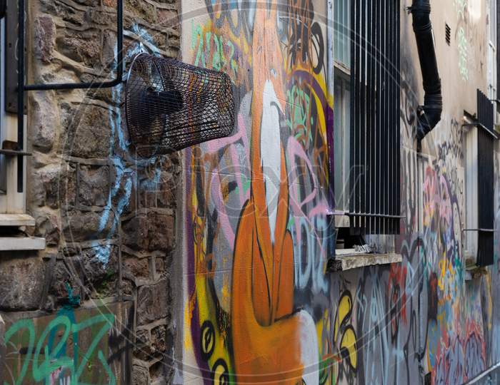 Bristol, Uk - May 14 : Graffiti Covered Walls  In Bristol On May 14, 2019