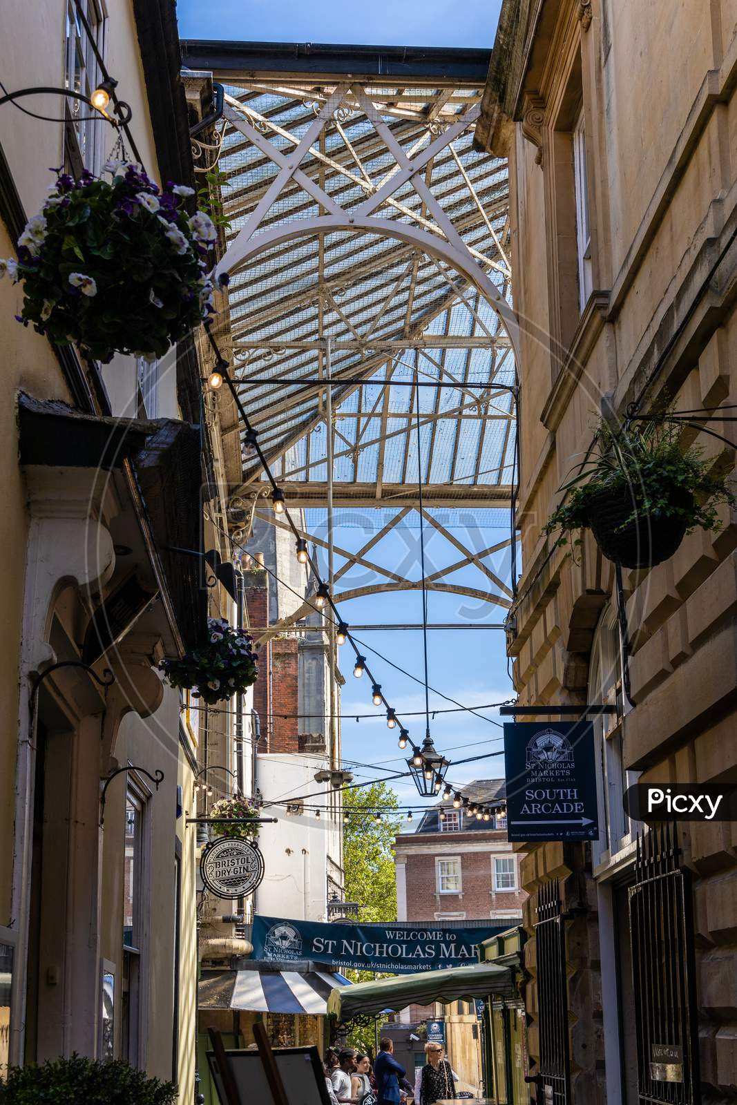 Bristol, Uk - May 14 : View Of St Nicholas Market Buildings  In Bristol On May 14, 2019. Unidentified People