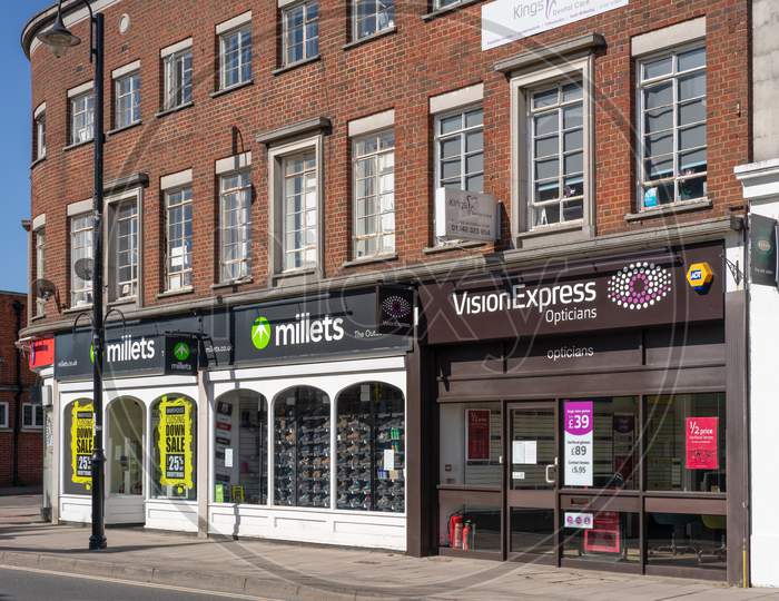 East Grinstead, West Sussex/Uk - May 5 : Shops Closed Because Of The Lockdown Due To Coronavirus In East Grinstead On May 5, 2020