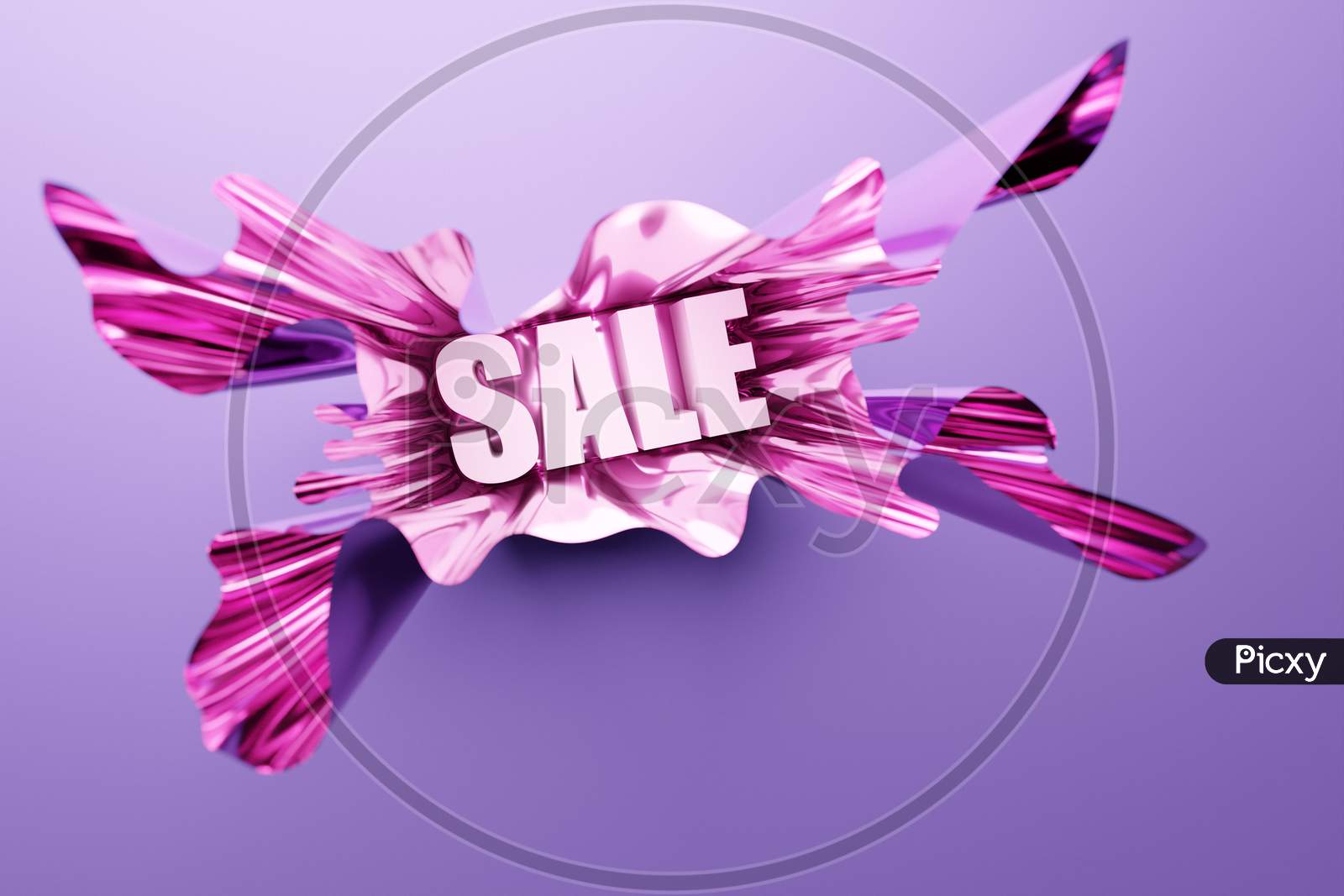 3D Illustration Bright Inscription Sale In Volumetric Beautiful  Pink  Paper On A  Pink  Isolated Background. Discount Sale Gloss Lettering Illustration. Trendy Sale Banner With Hand Written 3D Gradient Letters.