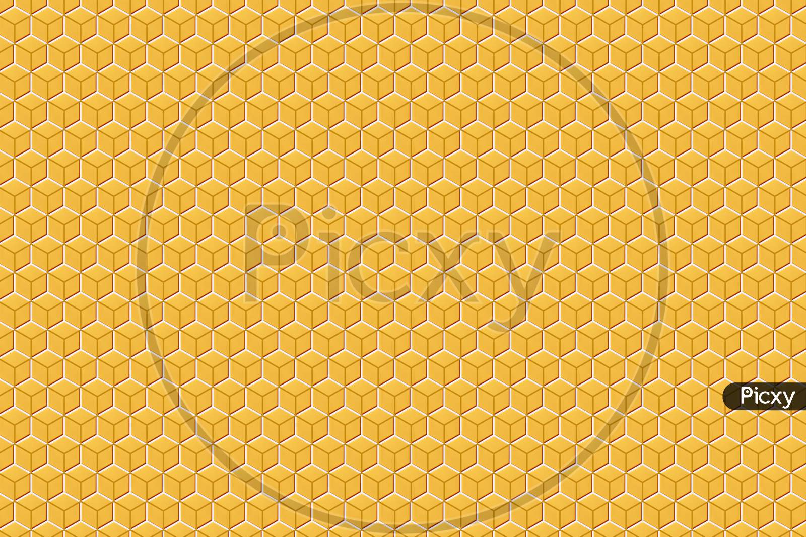 3D Illustration Of A Yellow And White Honeycomb Monochrome Honeycomb For Honey. Pattern Of Simple Geometric Hexagonal Shapes, Mosaic Background. Bee Honeycomb Concept, Beehive