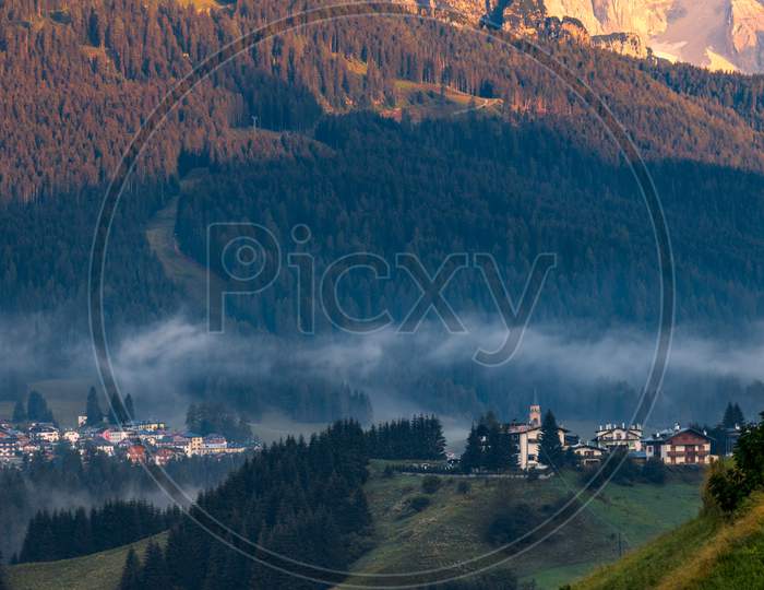 Candide, Veneto/Italy - August 10 : Sunrise In The Dolomites At Candide, Veneto, Italy On August 10, 2020