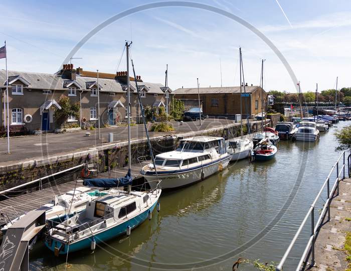 Bristol, Uk - May 14 : View Of Boats On The River Avon In Bristol On May 14, 2019