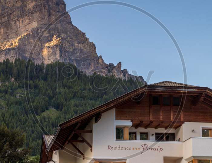 Colfosco, South Tyrol/Italy - August 8 :   View Of A Building In Colfosco, South Tyrol, Italy On August 8, 2020