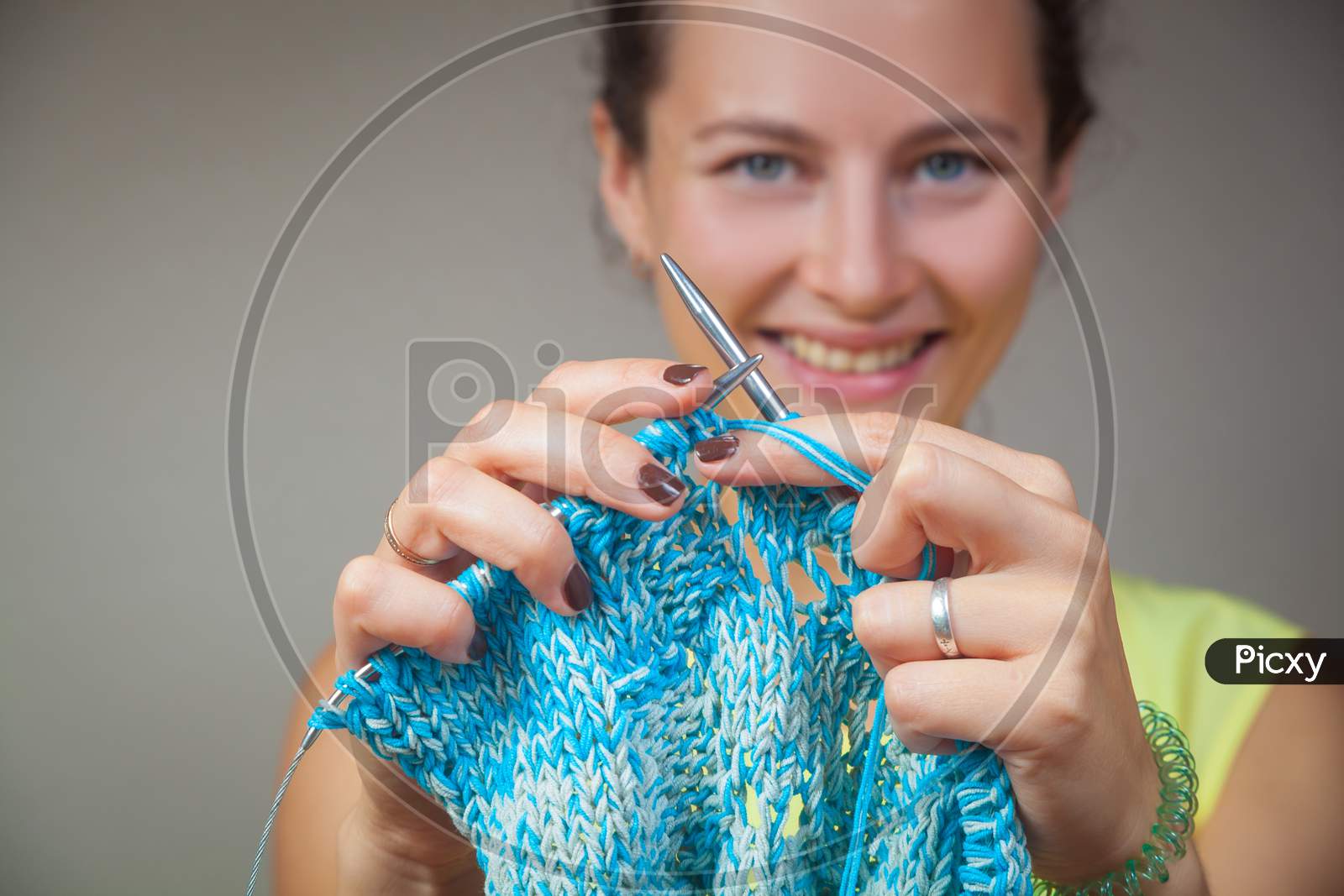 Close Up Woman Knitting