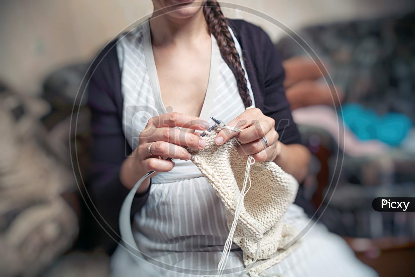 Young Woman Knits