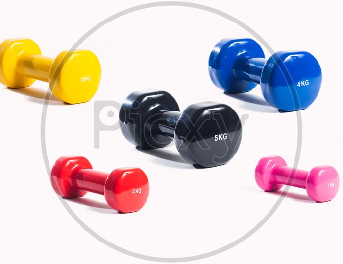 Multicolored Metal Dumbbells