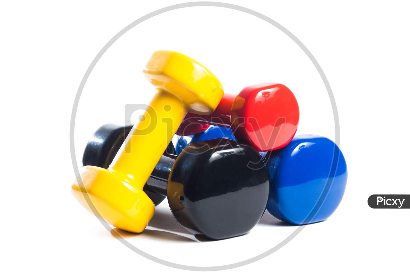 Rubber Dumbbells Of Different Colors
