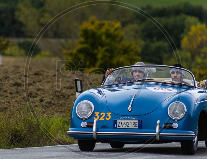 Porsche 356 1500 Speedster 1955 On An Old Racing Car In Rally Mille Miglia 2020 The Famous Italian Historical Race (1927-1957