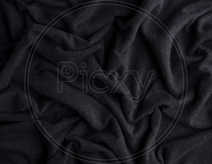 Premium Photo, Black cloth background and texture, grooved of black fabric  abstract