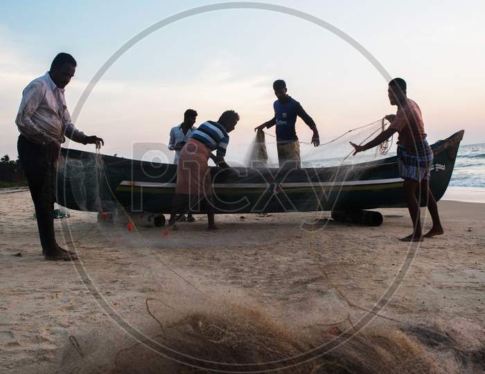 Udupi,Karnataka, India - December 6,2020 : Life on the shore fishermen's stories