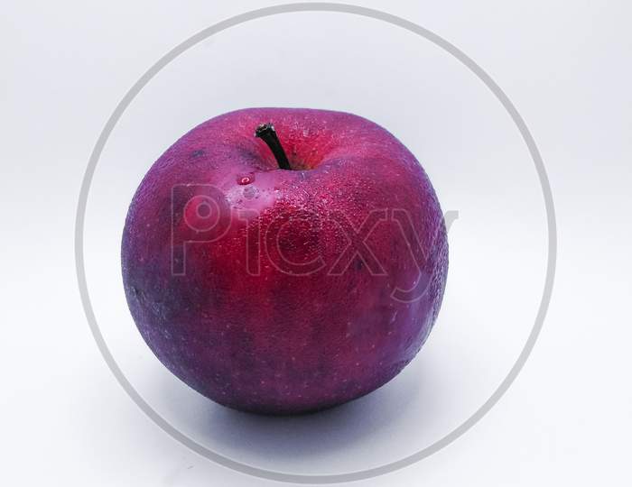 Red fresh apple white background photo