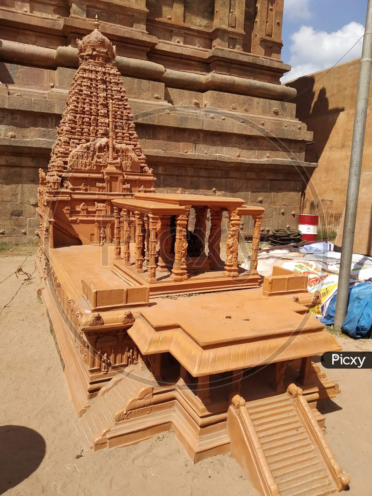miniature of Peruvudaiyār Kōvil or Brihadeeswara Temple or Big Temple in Thanjavur, Tamil Nadu, India, UNESCO Site.