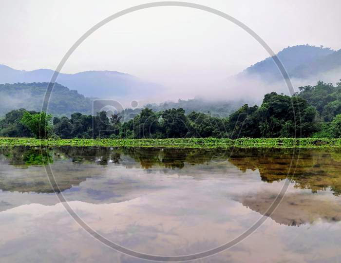 Pond of water in a hill station