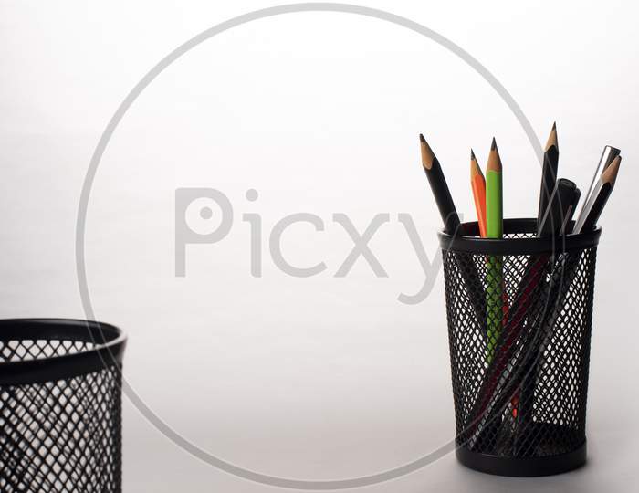 Pencils In Black Pencil Holder