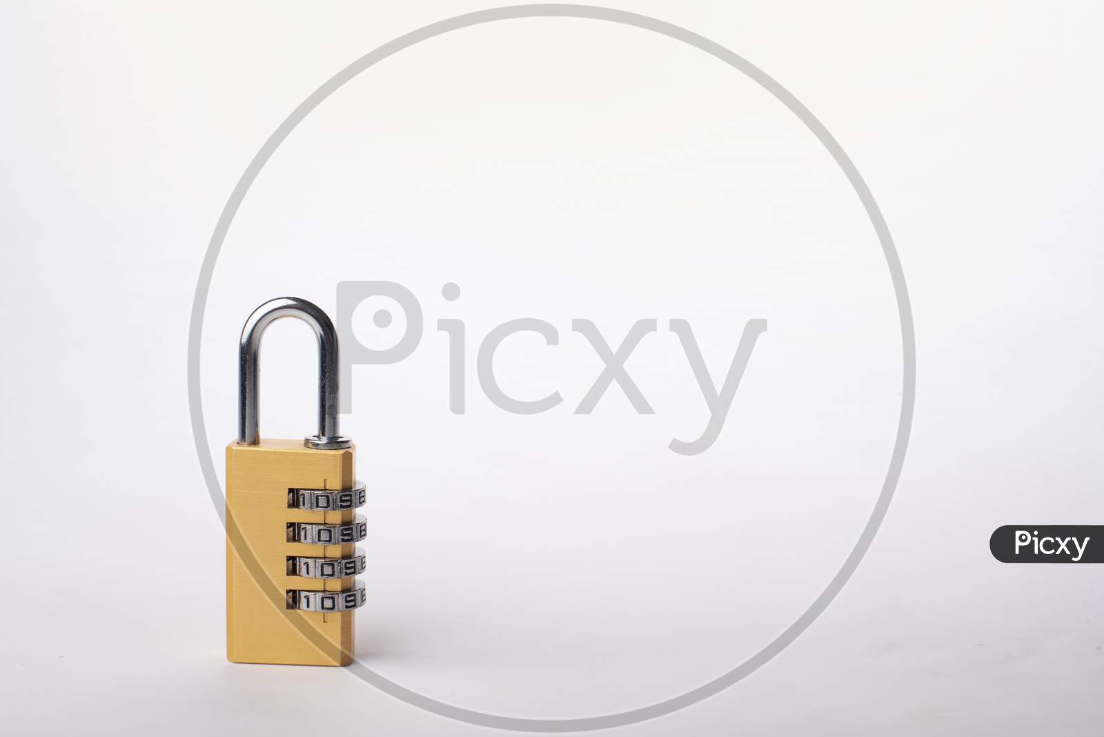 Golden Combination Lock Isolated On White Background