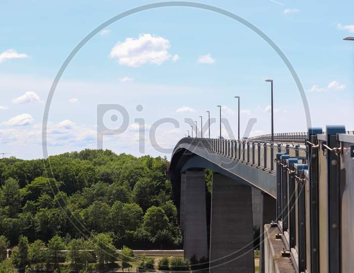 Different Views At And From The Big Kiel Canal Bridge In Northern Germany