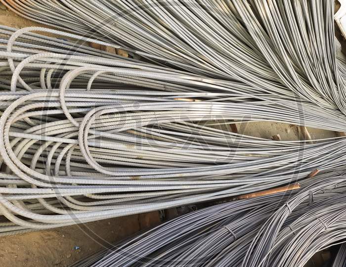 Steel Rods Or Bars Used To Reinforce Concrete, In Warehouse