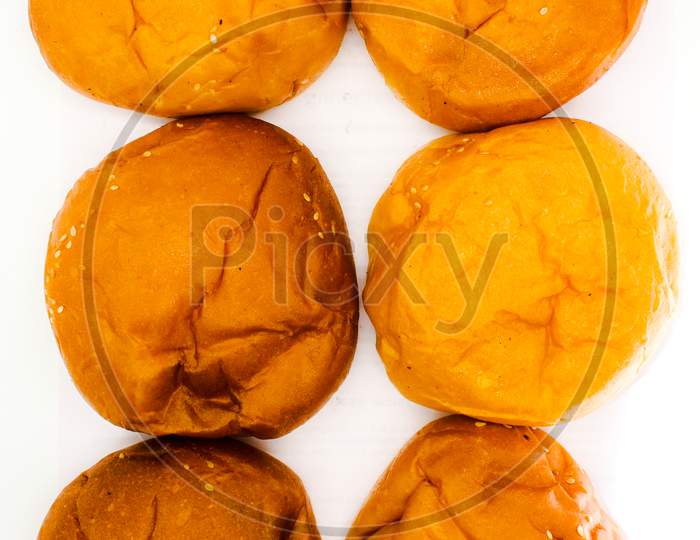 A Picture Of Burger Buns Isolated On White Background