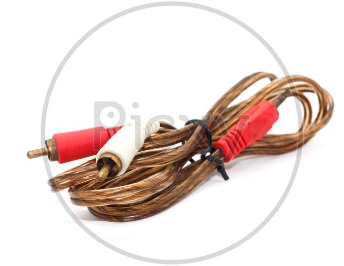 A Picture Of Audio Cable Isolated On White Background