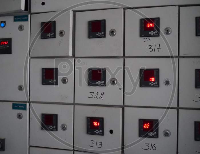 Electrical Switchgear, Residential Electrical Switch Panel At Substation Of Power Plant.