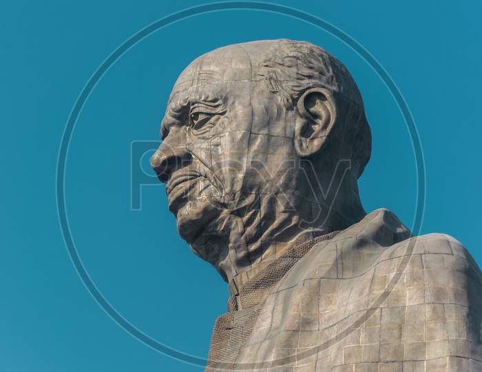 Kevadia, Narmada, Gujarat, India - December 25, 2018: Close-Up View Of Statue Of Unity