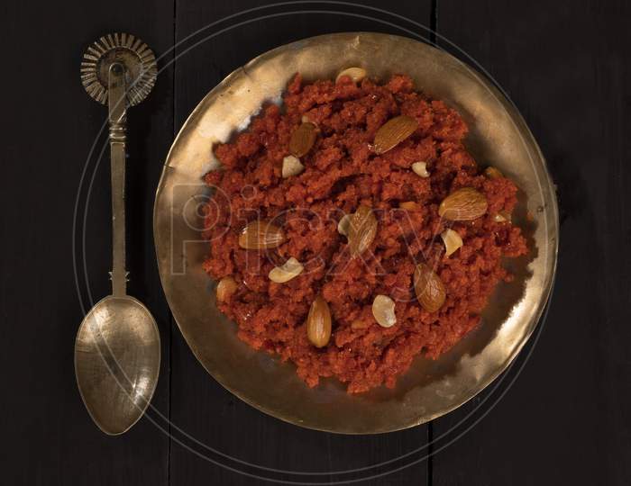 Indian Special Famous Winter Sweet Food Carrot Halwa or Gajar ka Halwa