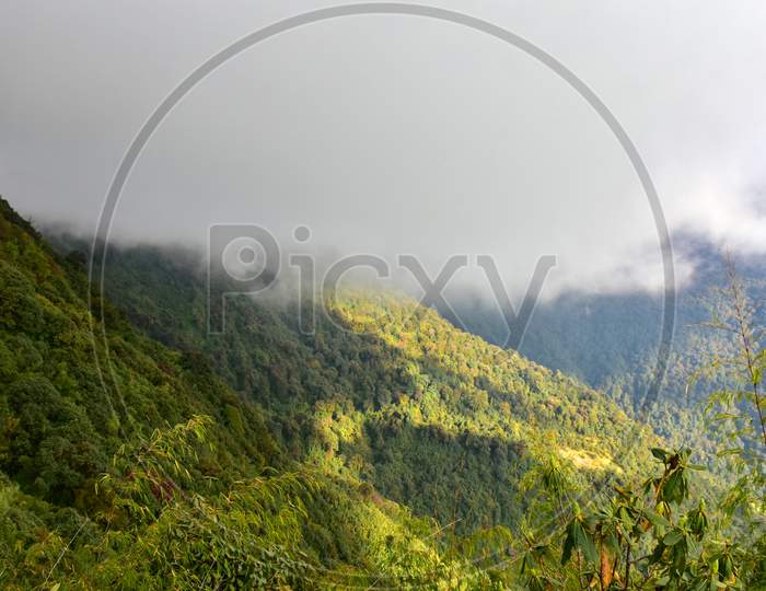 Picturesque Mountain Slope With Ridges