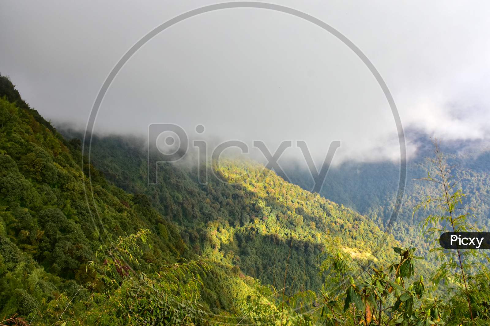 Picturesque Mountain Slope With Ridges