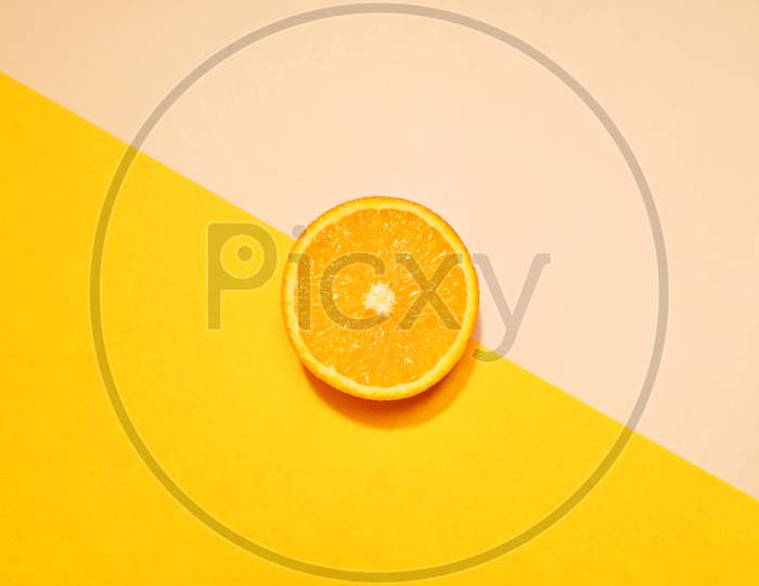 orange on a yellow and white background