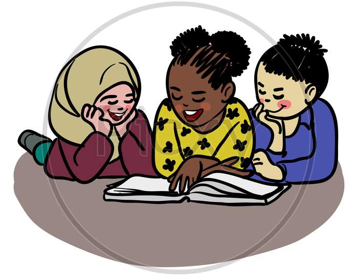 Kids-Reading-Book-Cartoon-Education-Illustration