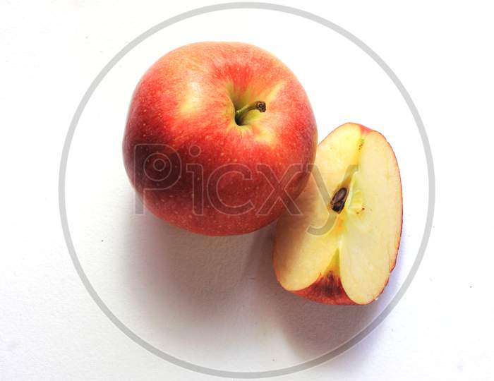 Fresh Cut Apple On White Background Stock Photo