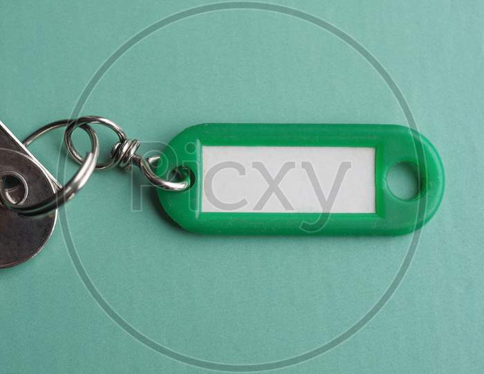 Green Keyring With White Label