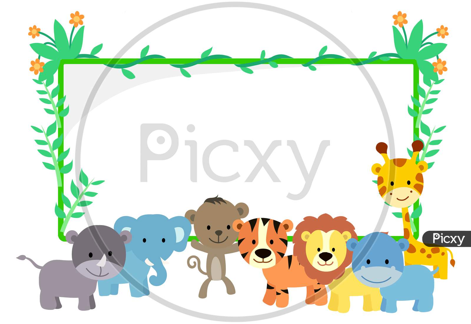 Image of Zoo Animals With Bamboo Sign Stock Illustration-MD720072-Picxy