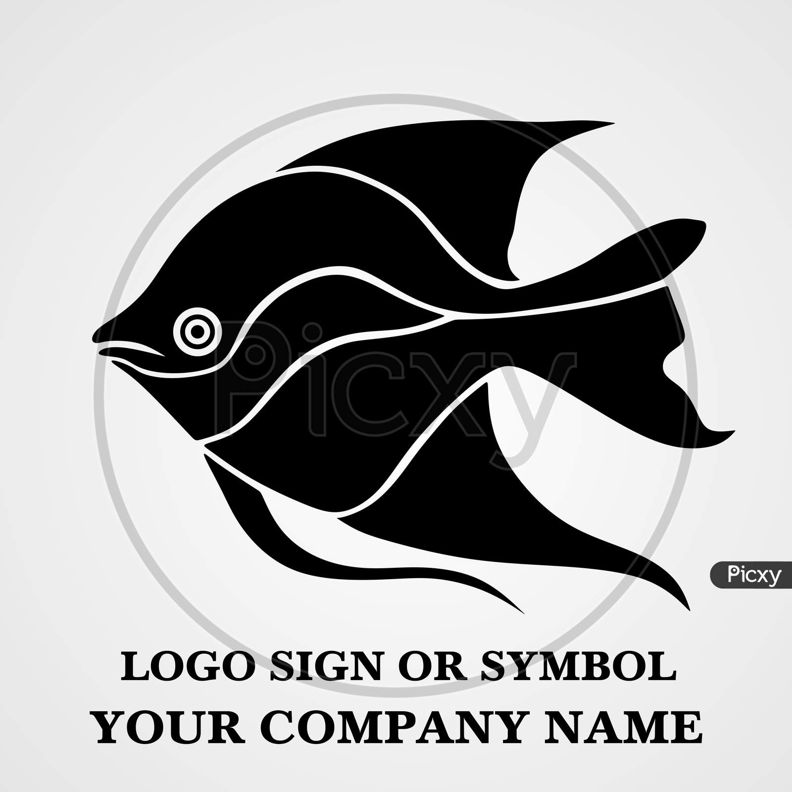 Image of Fish logo template for design. Icon of seafood restaurant