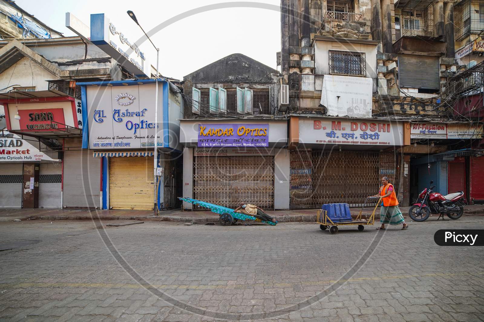 Close Shops and Empty Roads In Mumbai During Lock Down Due to Corona Virus Covid - 19 Mumbai, Maharashtra, India - 04 24 2021