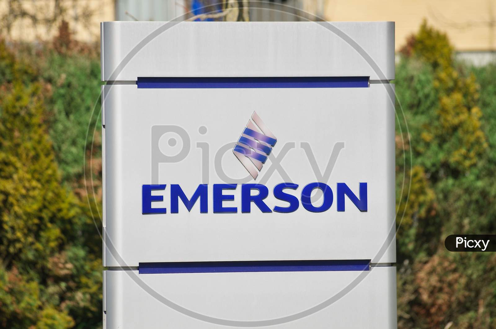 Emerson Electric Co. Sign At Office Building In Baar, Switzerland
