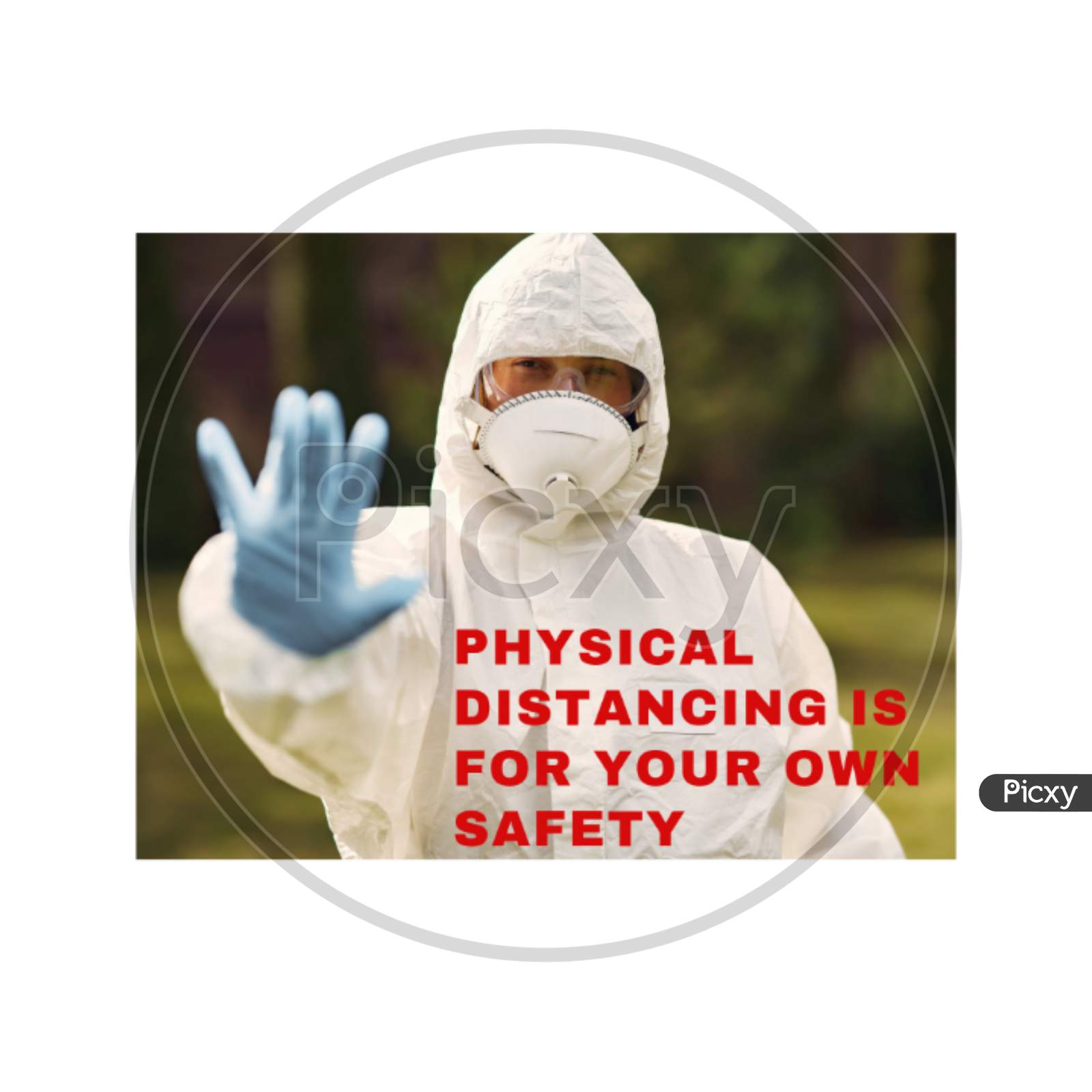 physical distancing is for your own safety text illustration
